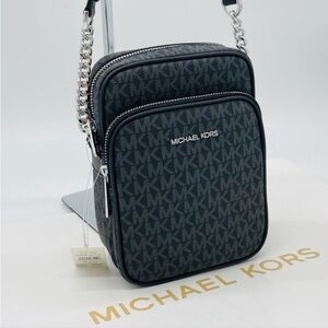 Michael Kors Medium NS Chain Xbody Bag Black Leather Black